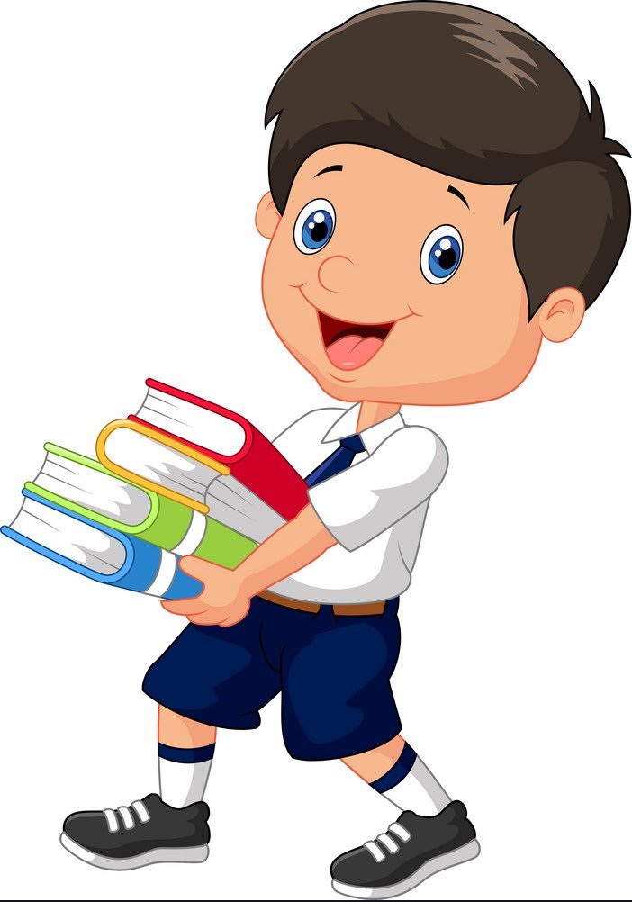 School kid holding books